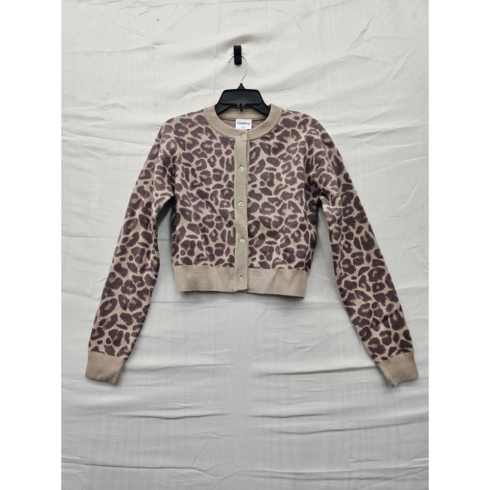 Betty Boop‎ Leopard Print Cropped Cardigan Brown Heart Graphic XXS T004128001